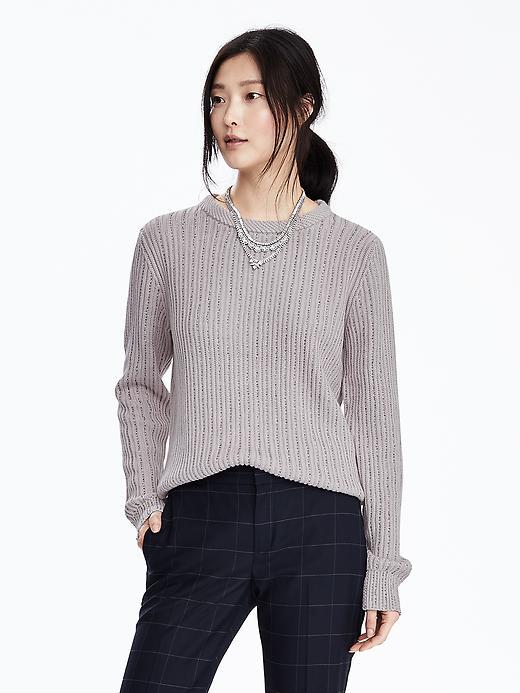 Banana Republic Womens Beaded Crew Pullover Size Xl - Opal Grey