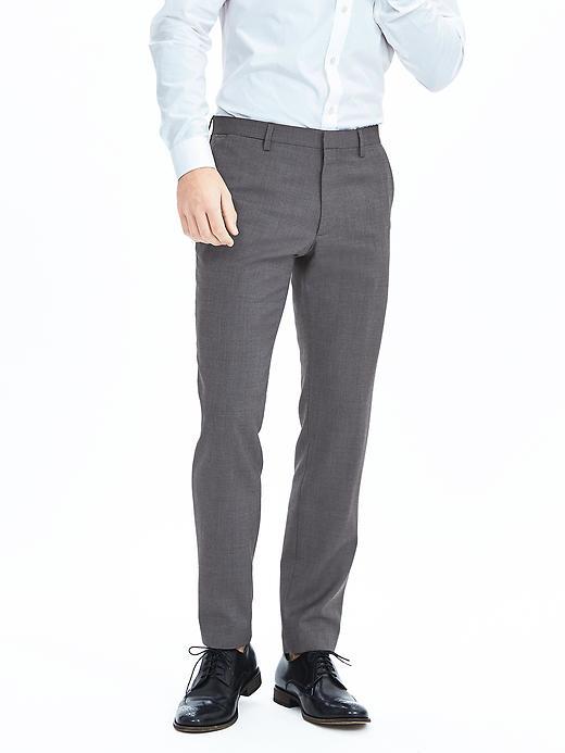 Banana Republic Mens Modern Slim Charcoal Nanotex Wool Pant Size 32w 36l Tall - Charcoal