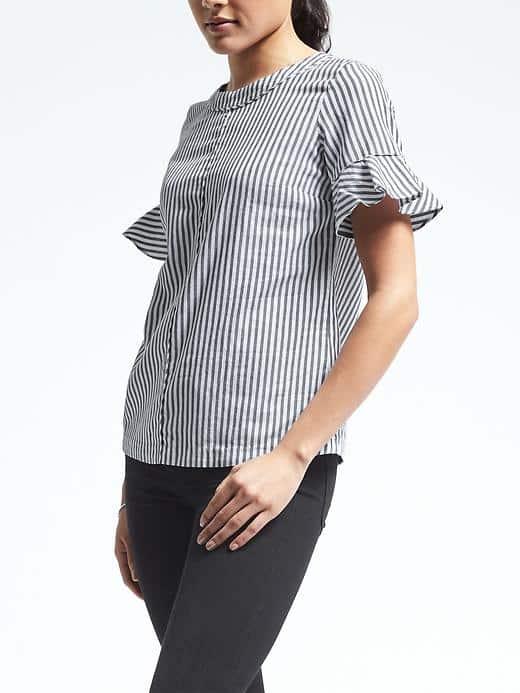 Banana Republic Womens Flutter Sleeve Top - Navy