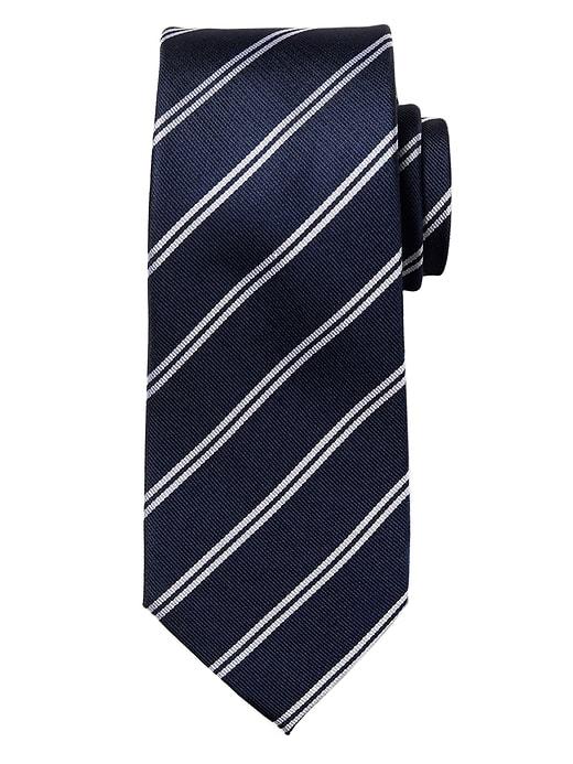 Banana Republic Mens Double-stripe Nanotex Tie Navy Size One Size