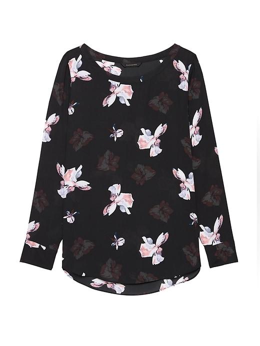 Banana Republic Womens Floral High-low Hem Top Black Print Size Xs