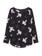 Banana Republic Womens Floral High-low Hem Top Black Print Size Xs