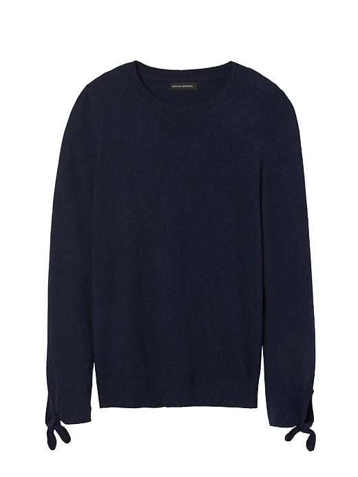 Banana Republic Womens Italian Superloft Bow-cuff Crew Navy Size Xl