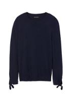 Banana Republic Womens Italian Superloft Bow-cuff Crew Navy Size Xl