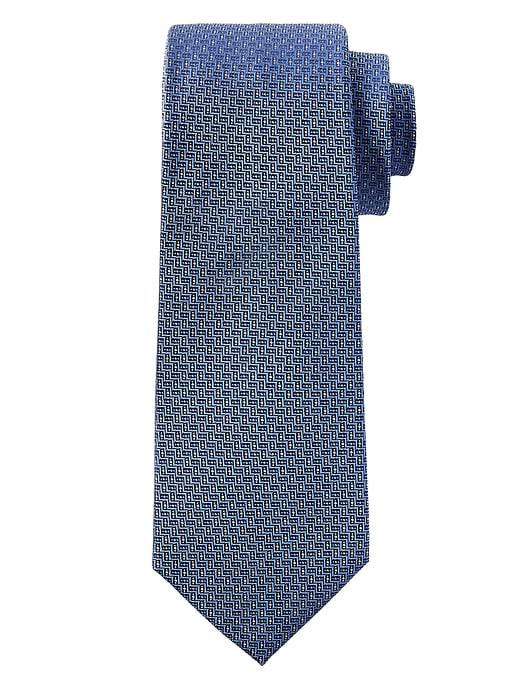 Banana Republic Mens Geo Weave Silk Nanotex Tie Bell Blue Size One Size