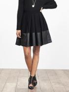 Banana Republic Womens Faux Leather Hem Full Skirt Size 0 Petite - Black
