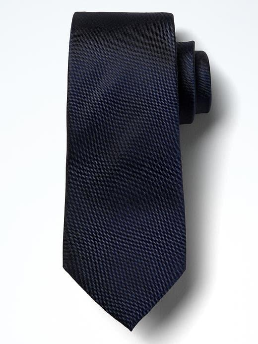 Banana Republic Mens Oxford Silk Nanotex Tie - Navy