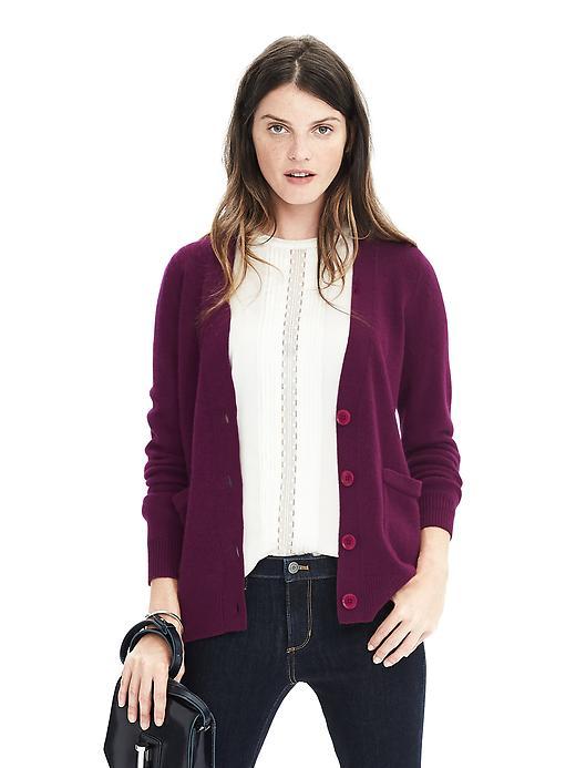 Banana Republic Womens Italian Wool Cashmere Pocket Cardigan Size Xxs - Berry Paradise