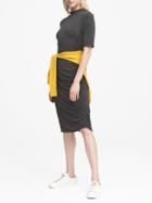 Banana Republic Womens Soft-stretch Rouched T-shirt Dress Dark Charcoal Gray Size Xs
