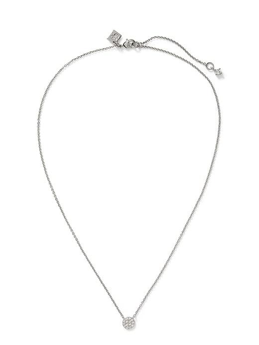 Banana Republic Womens Pave Circle Pendant Necklace Silver Size One Size