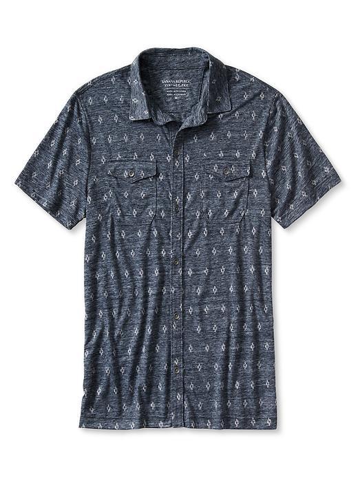 Banana Republic Mens Print Pocket Shirt Size L - Dark Navy