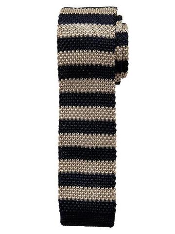 Banana Republic Striped Knit Silk Tie - Dark Navy