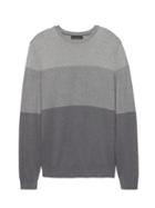 Banana Republic Mens Silk Cotton Cashmere Block-stripe Sweater Chrome Gray Size L