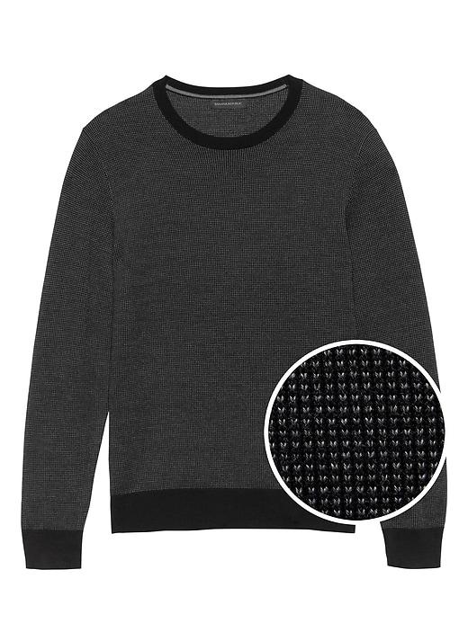 Banana Republic Mens Extra-fine Italian Merino Wool Birdseye Crew-neck Sweater Black & Gray Size Xs