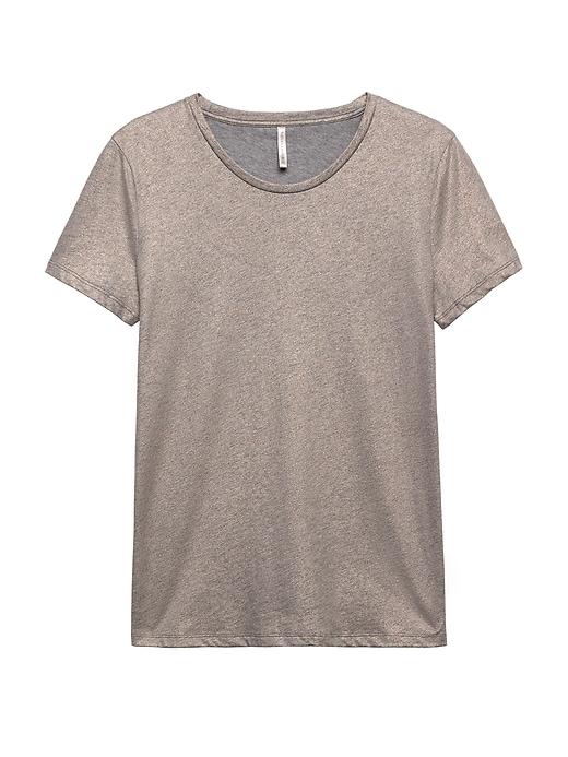 Banana Republic Womens Supima Cotton Crew-neck T-shirt Metallic Gunmetal Size L