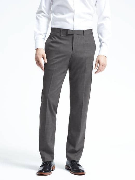 Banana Republic Mens Standard Solid Nanotex Pant - Dark Charcoal