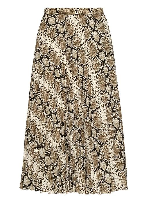 Banana Republic Snake Print Pleated Midi Skirt