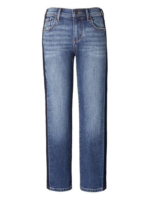 Banana Republic Womens Girlfriend Side Stripe Medium Wash Cropped Jean Medium Wash Size 25