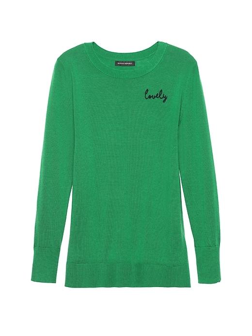 Banana Republic Womens Machine-washable Merino Sweater With Embroidery Kelly Green Size M