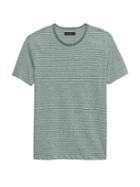 Banana Republic Mens Linen-cotton Stripe Crew-neck T-shirt Green Stripe Size L