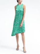 Banana Republic Womens Racer Neck Asymmetrical Dress - Green Print