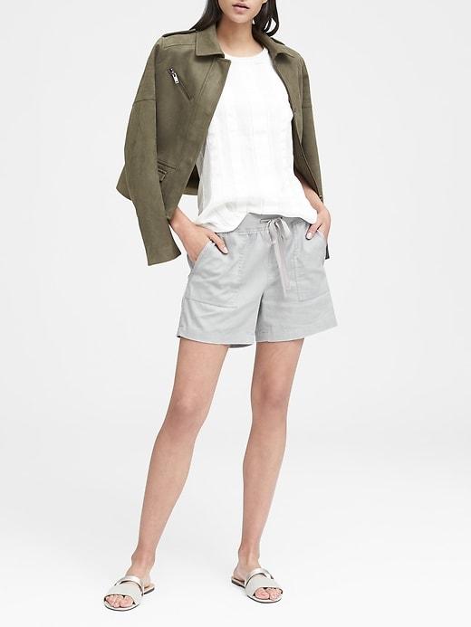 Banana Republic Womens Soft Linen-cotton 5 Pull-on Short Gray Size 2