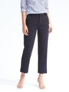 Banana Republic Womens Avery Straight-fit Scallop-hem Ankle Pant Navy Size 8
