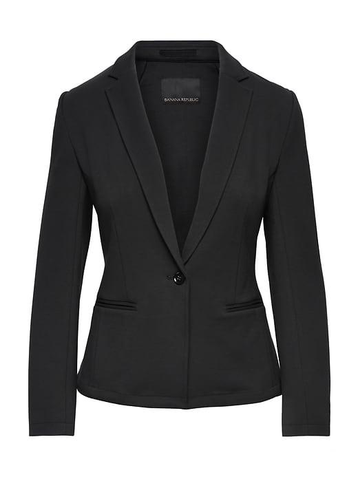 Banana Republic Womens Long And Lean-fit Machine-washable Italian Wool Blend Blazer Black Size 10