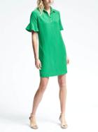Banana Republic Womens Flutter Sleeve Polo Dress - Green