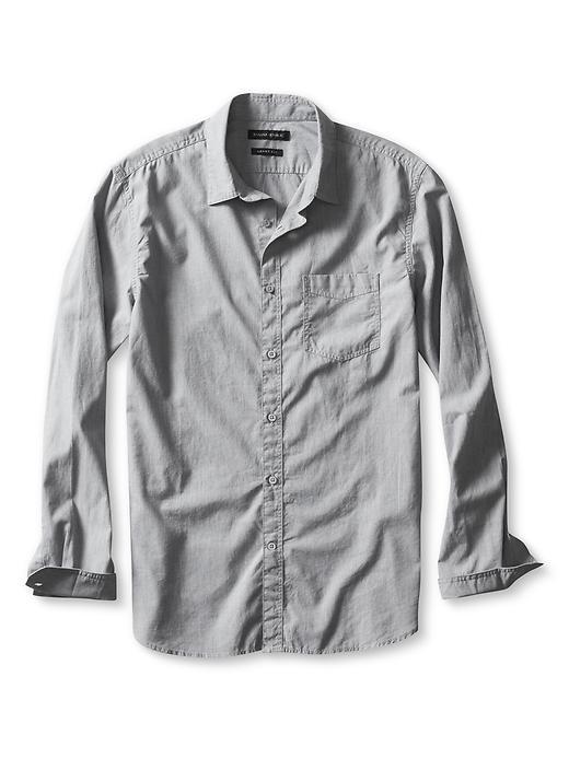 Banana Republic Grant Fit Textured Shirt Size L Tall - Dark Charcoal