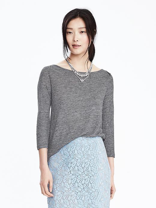 Banana Republic Womens Linen Raglan Tee Size Xxs - Dark Heather Gray