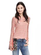 Banana Republic Womens Chevron Stripe High/low Tee Size L - Electric Cantaloupe