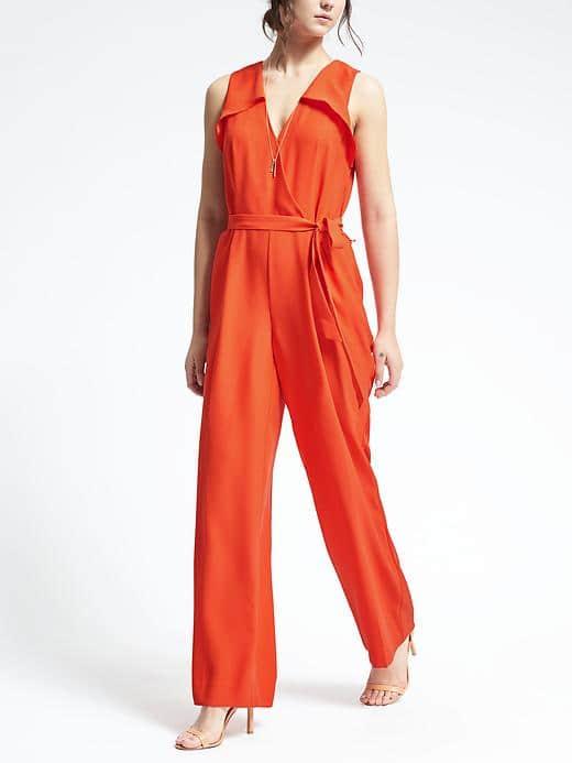 Banana Republic Red Wrap Jumpsuit - Geo Red