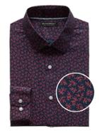Banana Republic Mens Grant Slim-fit Non-iron Leaf Print Shirt Modern Red Size Xxl