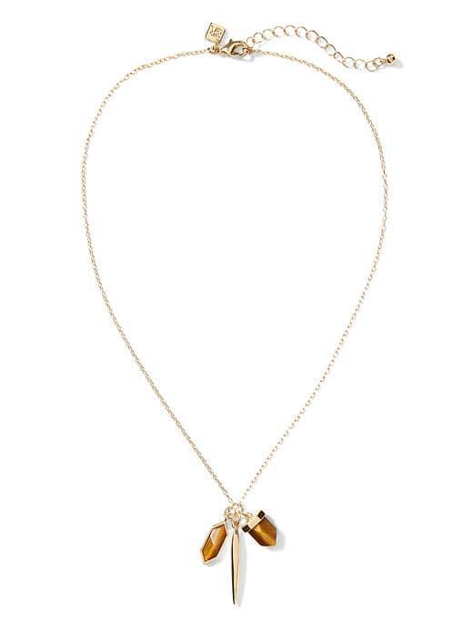 Banana Republic Modern Tiger's Eye Pendant Necklace - Gold