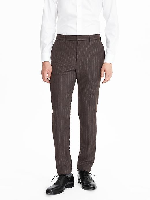 Banana Republic Mens Standard Nanotex Wool Stripe Pant Size 34w 36l Tall - Brown