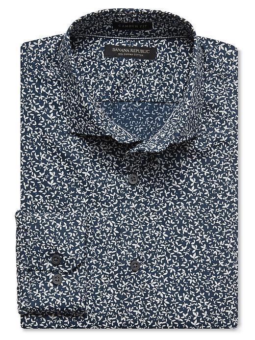 Banana Republic Mens Camden Fit Navy Floral 120s Supima Cotton Shirt Size L Tall - Navy Star