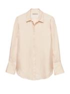 Banana Republic Womens Heritage Silk Button Down Shirt White Peach Size M