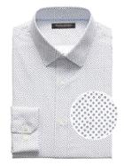 Banana Republic Mens Grant Slim-fit Non-iron Confetti Print Dress Shirt White Size M