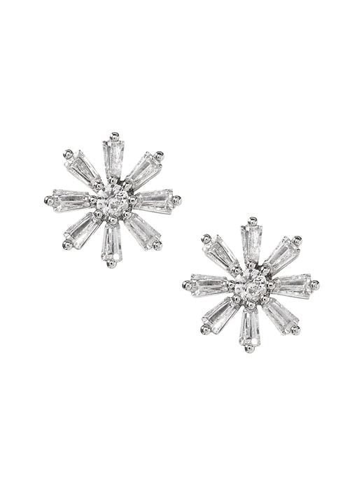 Banana Republic Womens Baguette Floral Stud Earring Clear Size One Size