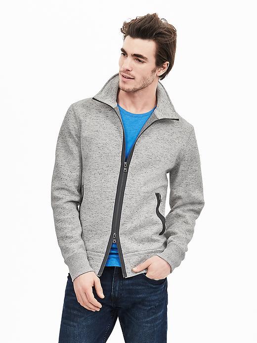 Banana Republic Mens Performance Track Jacket Size L Tall - Gray Texture