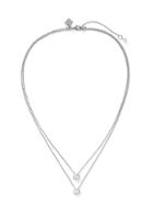 Banana Republic Womens Embedded Stone Layer Pendant Necklace Silver Size One Size