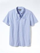 Banana Republic Mens Camden Fit Custom Wash Short Sleeve Shirt - Blue