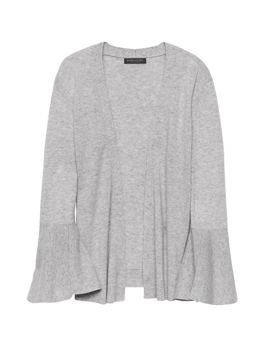 Banana Republic Womens Cashmere Flared-sleeve Open Cardigan Sweater Heather Blue Size M