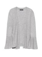 Banana Republic Womens Cashmere Flared-sleeve Open Cardigan Sweater Heather Blue Size M