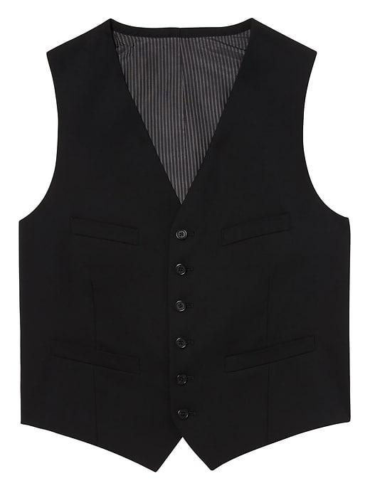 Banana Republic Mens Solid Wool Suit Vest Black Size 38