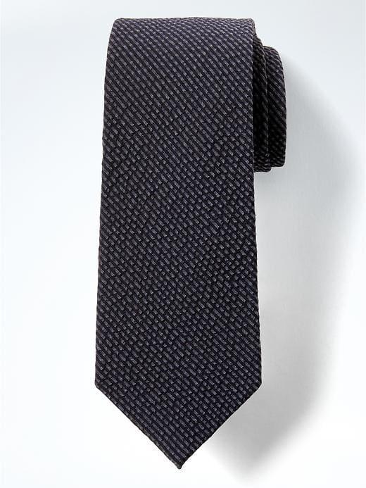 Banana Republic Stripe Seersucker Nanotex Tie - Navy