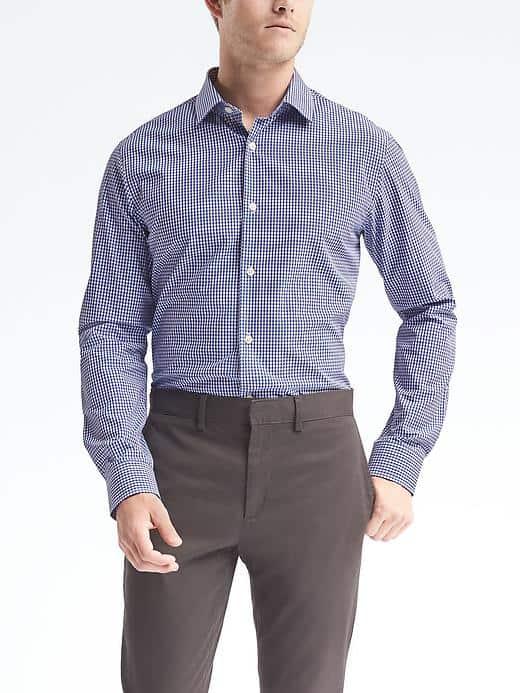 Banana Republic Mens Grant Fit Supima Cotton Classic Shirt - Anchor Royal