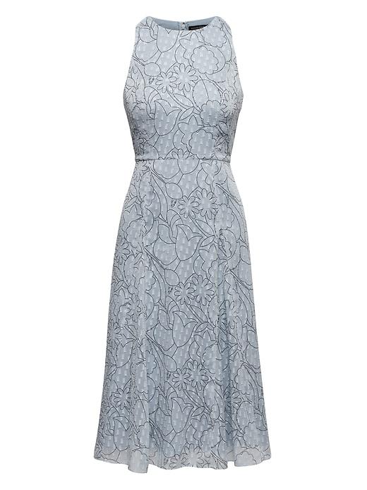 Banana Republic Womens Sparkle Floral Paneled Midi Dress Etched Floral Size 14