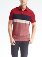 Banana Republic Mens Slim Luxury Touch Chest Stripe Polo - Red